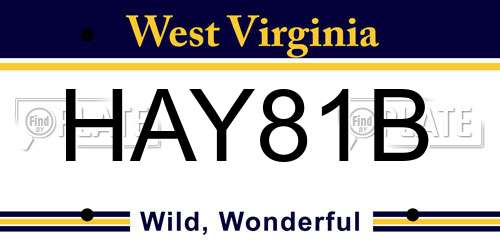 HAY81B West Virginia License Plate