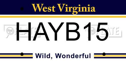 HAYB15 West Virginia License Plate