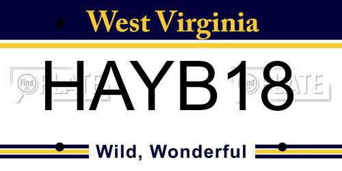 HAYB18 West Virginia License Plate