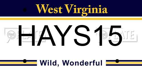 HAYS15 West Virginia License Plate