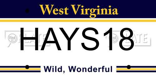 HAYS18 West Virginia License Plate