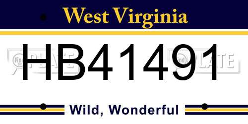 HB41491 West Virginia License Plate