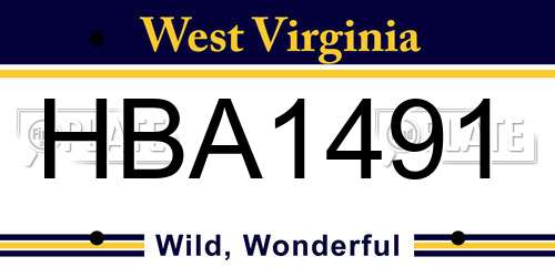 HBA1491 West Virginia License Plate