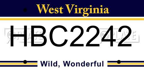 HBC2242 West Virginia License Plate