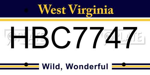 HBC7747 West Virginia License Plate