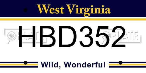 HBD352 West Virginia License Plate