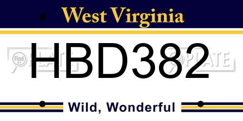 HBD382 West Virginia License Plate
