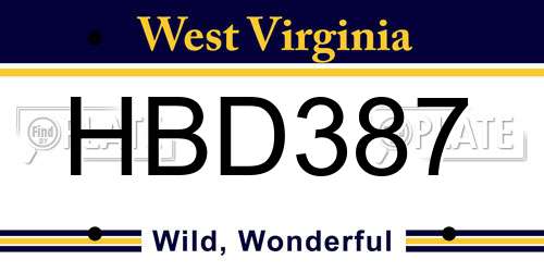 HBD387 West Virginia License Plate