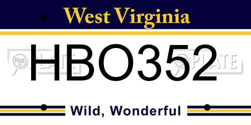 HBO352 West Virginia License Plate