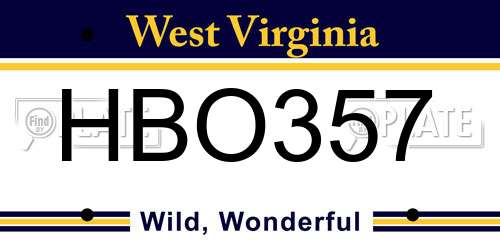 HBO357 West Virginia License Plate