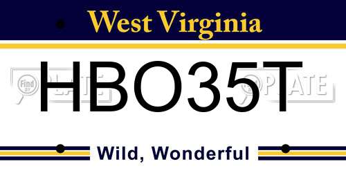 HBO35T West Virginia License Plate