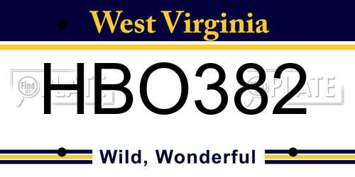 HBO382 West Virginia License Plate