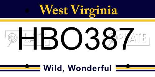 HBO387 West Virginia License Plate