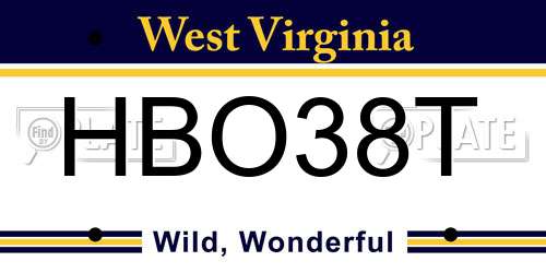 HBO38T West Virginia License Plate