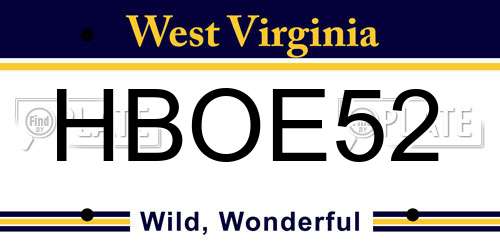 HBOE52 West Virginia License Plate
