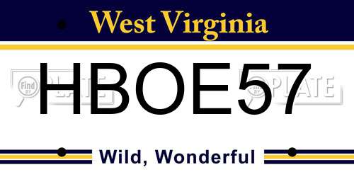 HBOE57 West Virginia License Plate