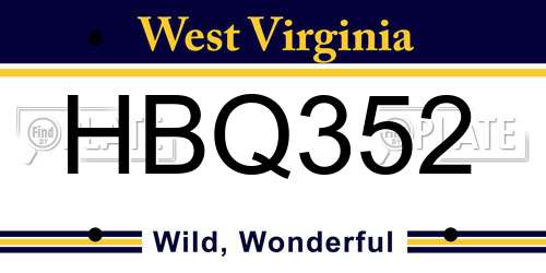 HBQ352 West Virginia License Plate