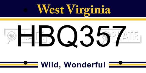 HBQ357 West Virginia License Plate