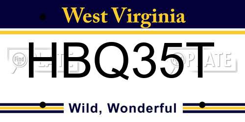 HBQ35T West Virginia License Plate