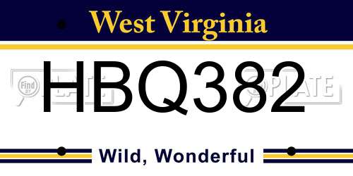 HBQ382 West Virginia License Plate