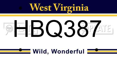 HBQ387 West Virginia License Plate