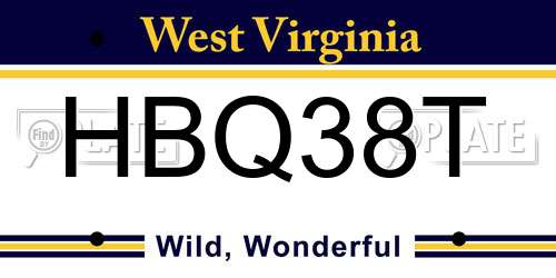 HBQ38T West Virginia License Plate