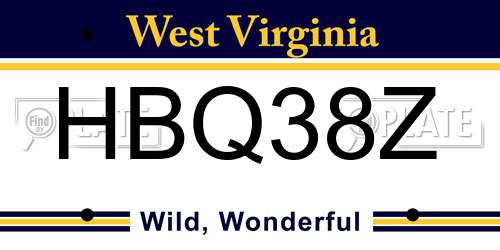 HBQ38Z West Virginia License Plate