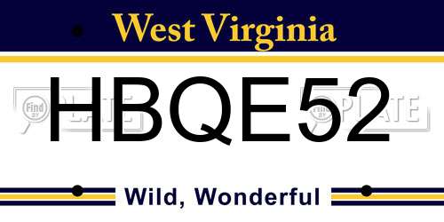 HBQE52 West Virginia License Plate