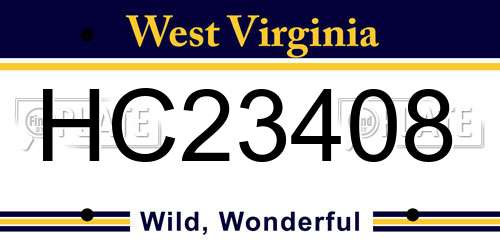 HC23408 West Virginia License Plate