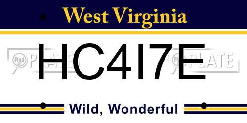 HC4I7E West Virginia License Plate