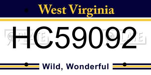 HC59092 West Virginia License Plate