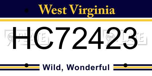 HC72423 West Virginia License Plate