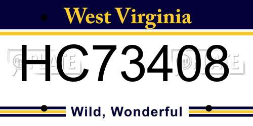 HC73408 West Virginia License Plate
