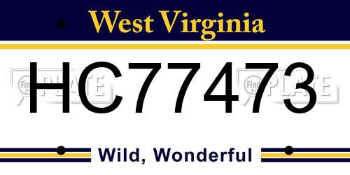 HC77473 West Virginia License Plate