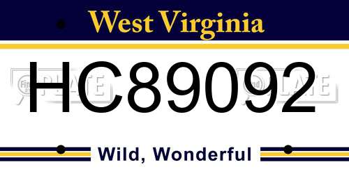 HC89092 West Virginia License Plate