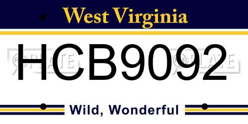 HCB9092 West Virginia License Plate