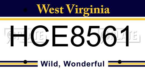 HCE8561 West Virginia License Plate