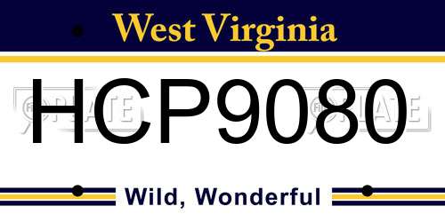 HCP9080 West Virginia License Plate