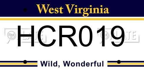 HCR019 West Virginia License Plate