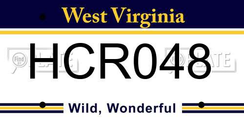 HCR048 West Virginia License Plate
