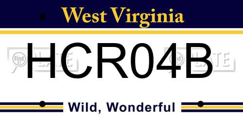 HCR04B West Virginia License Plate