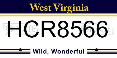 HCR8566 West Virginia License Plate