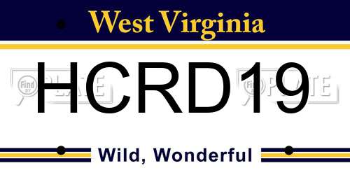 HCRD19 West Virginia License Plate