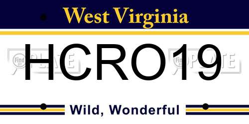 HCRO19 West Virginia License Plate
