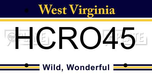 HCRO45 West Virginia License Plate