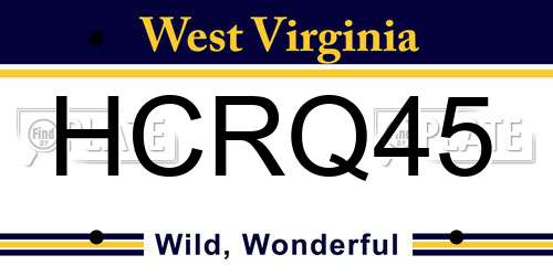 HCRQ45 West Virginia License Plate