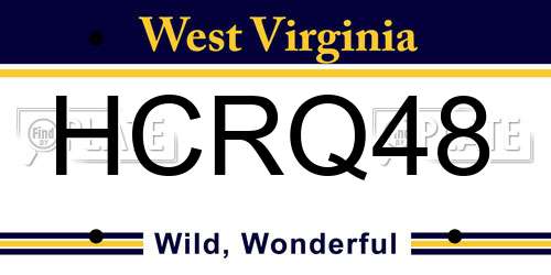 HCRQ48 West Virginia License Plate