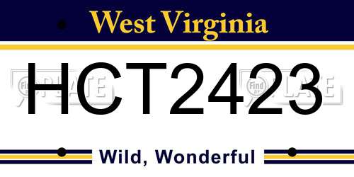 HCT2423 West Virginia License Plate