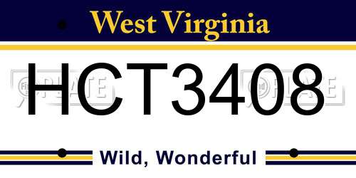 HCT3408 West Virginia License Plate