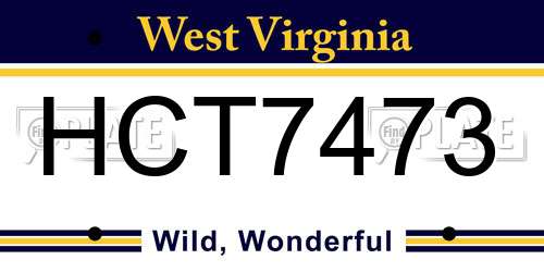 HCT7473 West Virginia License Plate